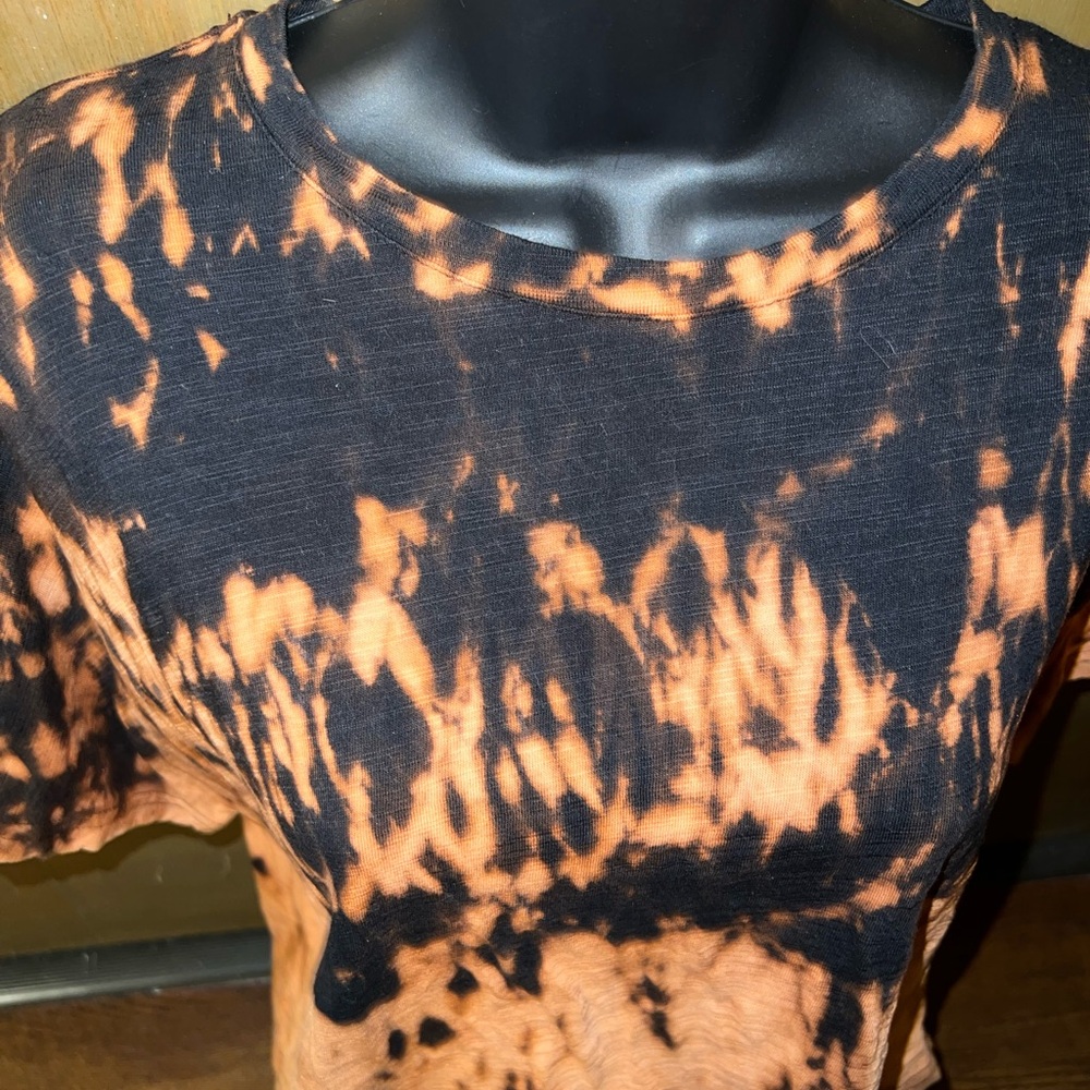 SHEIN Black & Orange Upcycled Tie-Dye Short Sleeve Boxy  Top Size L - Picture 5 of 12